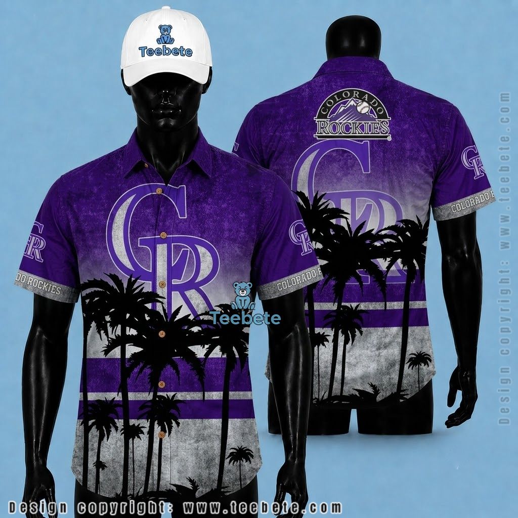 Colorado Rockies Tropical Shirt Palm Silhouette Purple