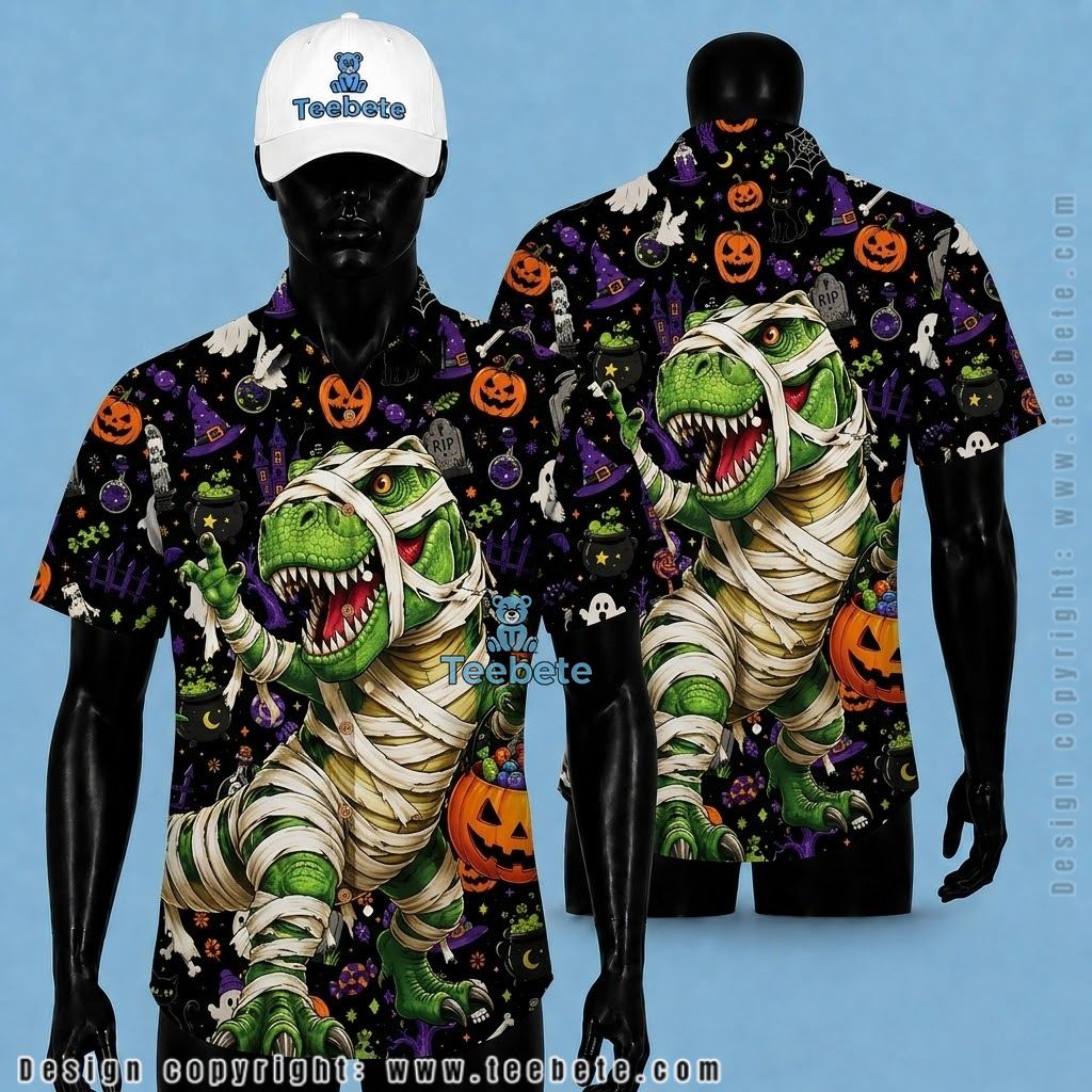 Dinosaur Hawaiian Shirt Mummy Halloween Pumpkin