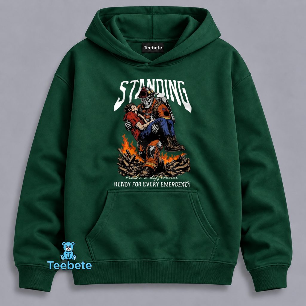 Firefighter Skull Hoodie Standing Ready For Every Emergency Firefighter Skull Hoodie Standing Ready For Every Emergency
