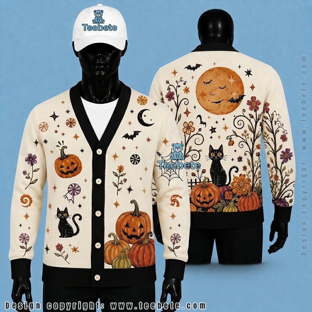 Dripping Halloween Cardigan Pumpkin With Skeleton Dripping Halloween Cardigan Pumpkin With Skeleton