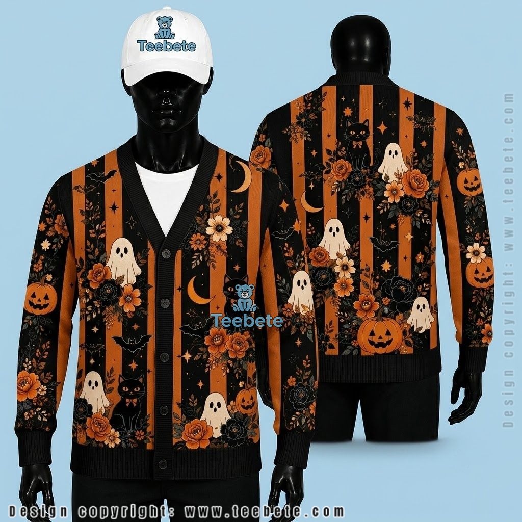Dancing Halloween Cardigan Disco Skeleton Star Party