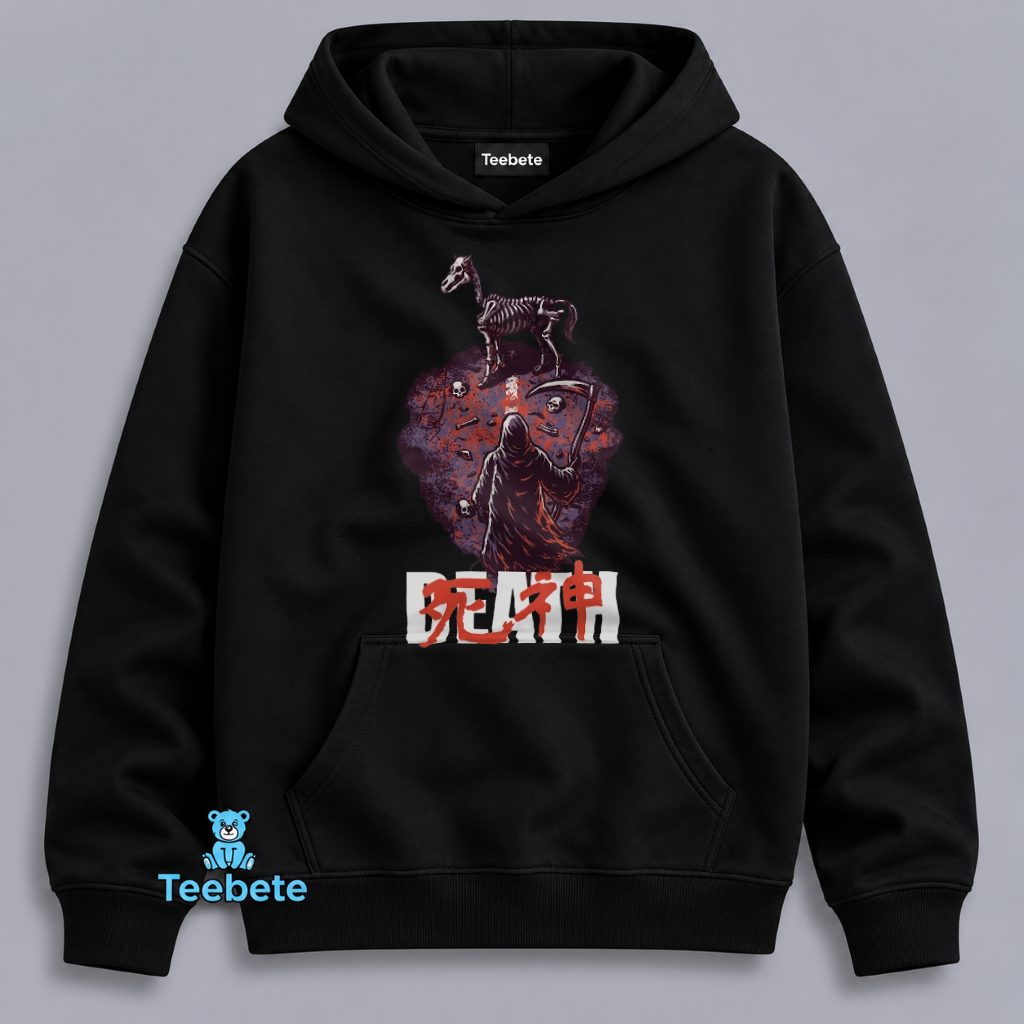Grim Reaper Hoodie Death Skeleton Horse Design Grim Reaper Hoodie Death Skeleton Horse Design