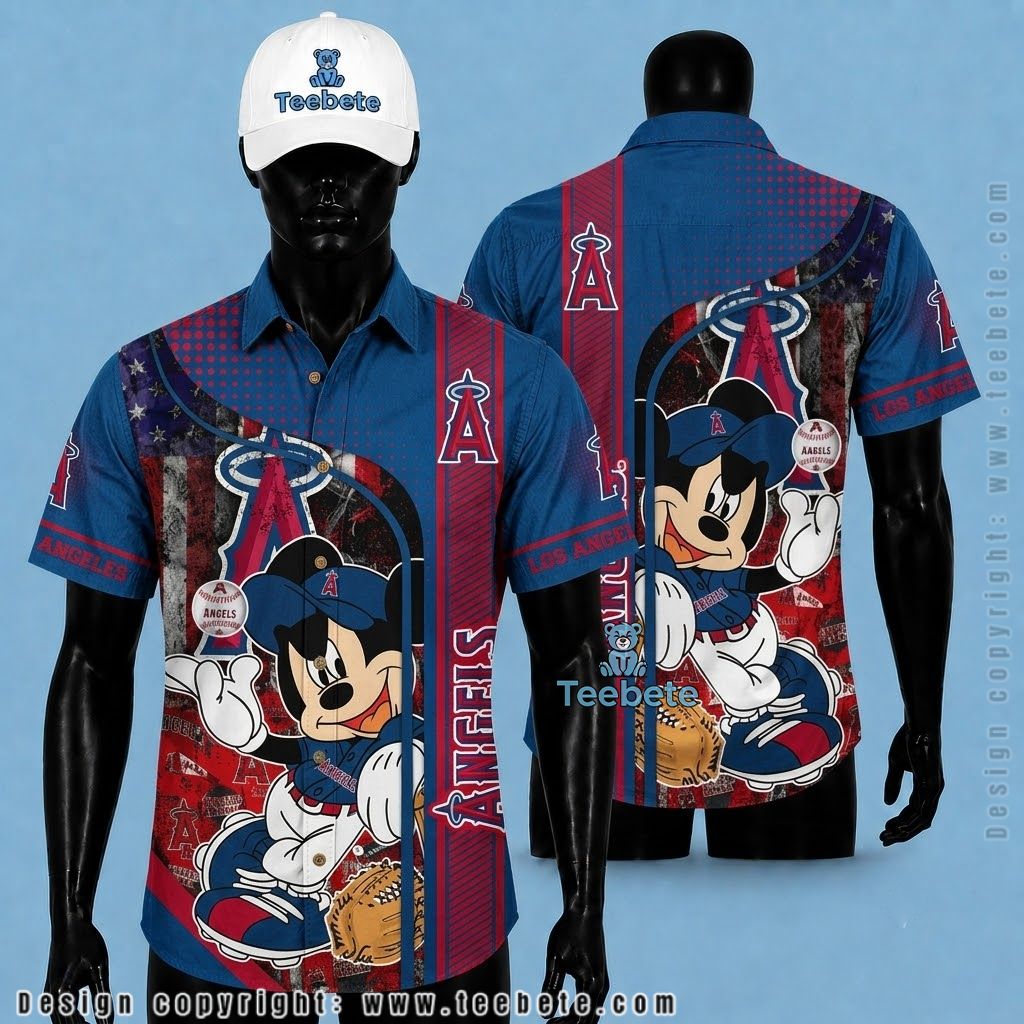 Los Angeles Angels Hawaiian Shirt Mickey Mouse Baseball