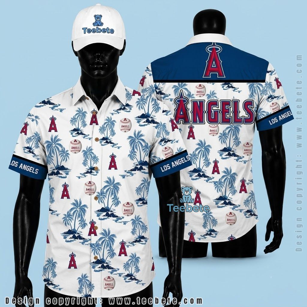 Los Angeles Angels Hawaiian Shirt Palm Island White