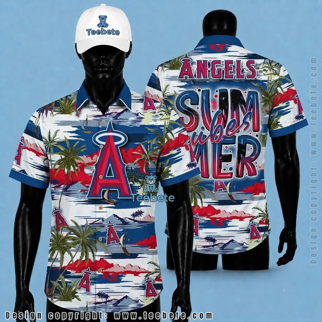 Los Angeles Angels Hawaiian Shirt Sailboat Mountain Summer