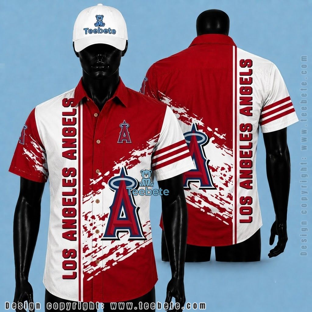 Los Angeles Angels Hawaiian Shirt Splash Logo Red