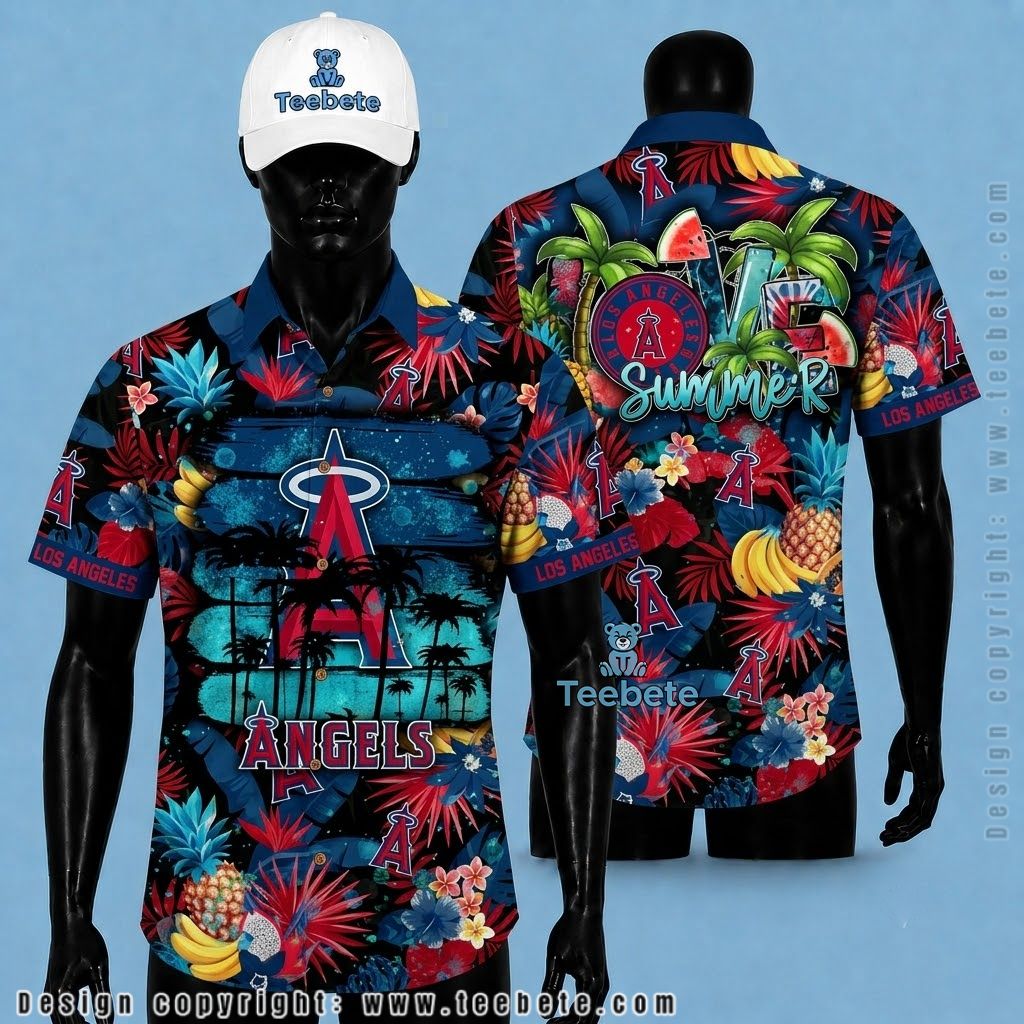 Los Angeles Angels Hawaiian Shirt Tropical Fruit Summer