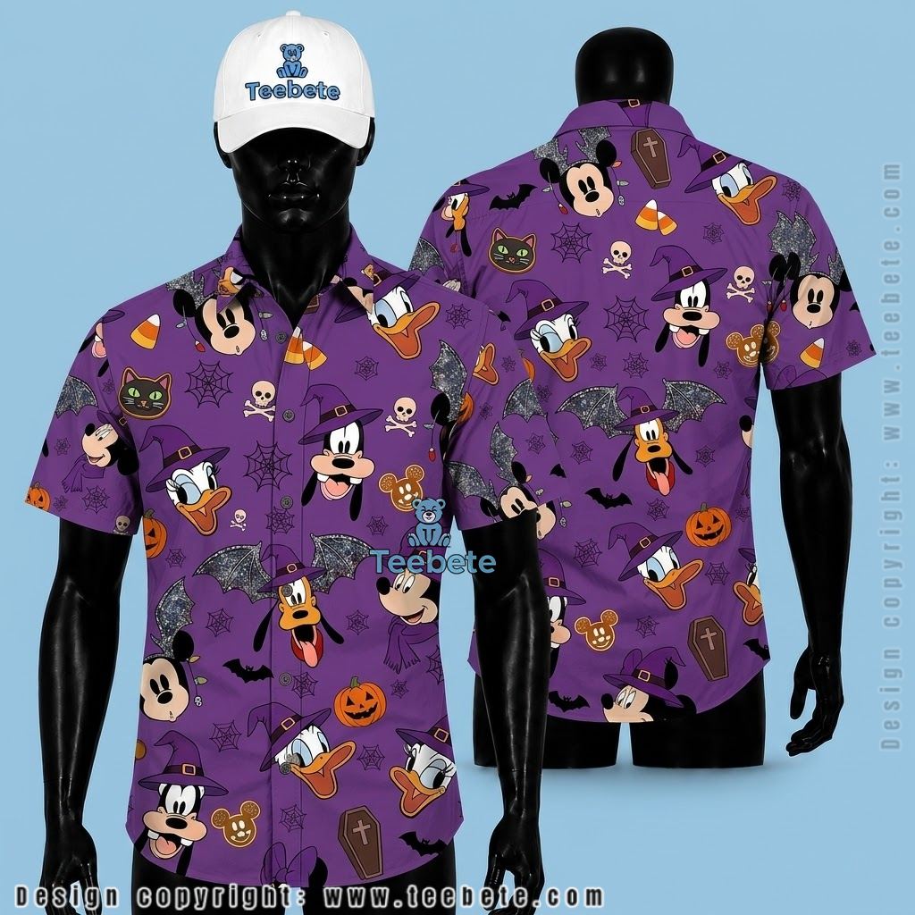 Mickey Mouse Hawaiian Shirt Halloween Purple Friends Print