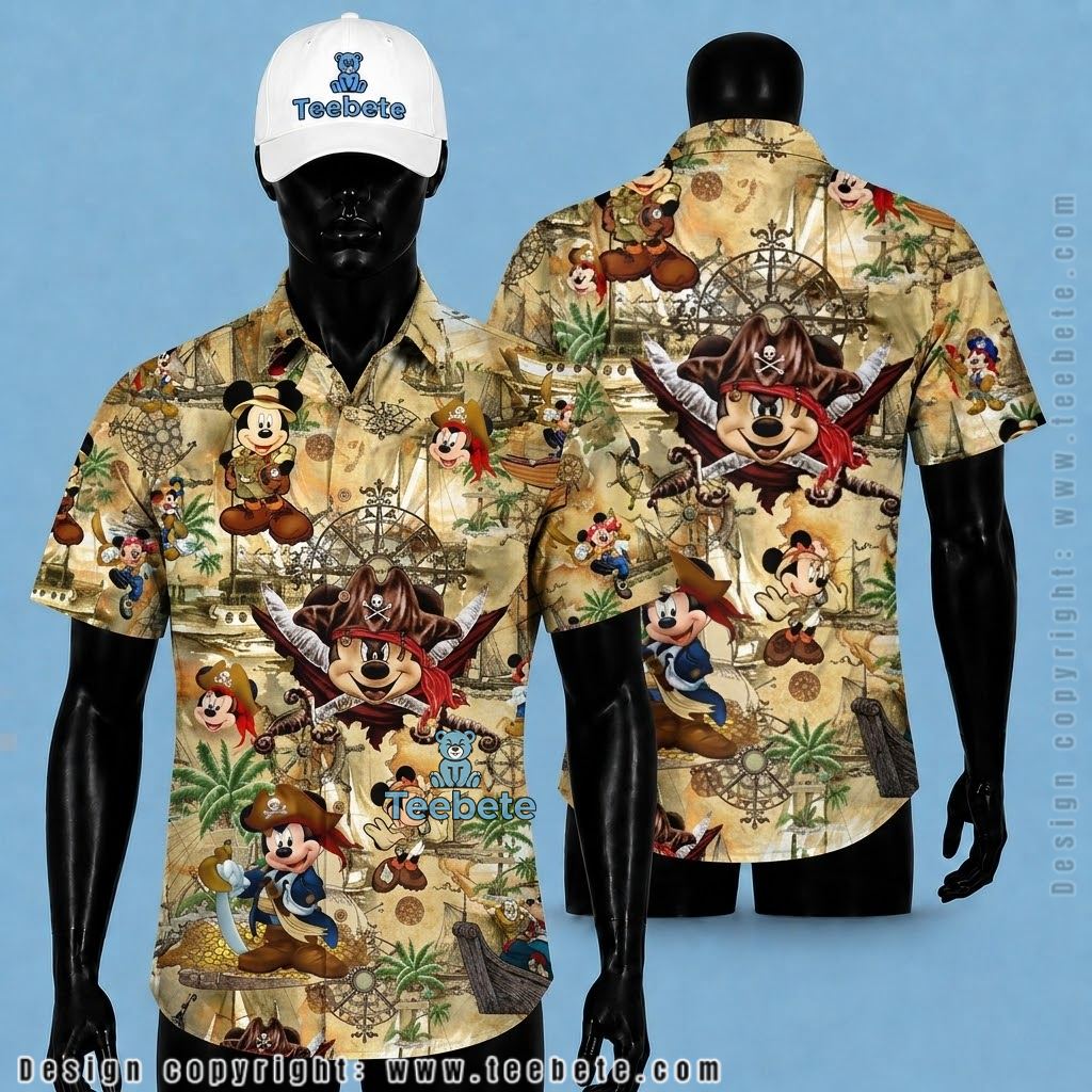 Mickey Mouse Hawaiian Shirt Patriotic Fireworks Navy Print Mickey Mouse Hawaiian Shirt Patriotic Fireworks Navy Print