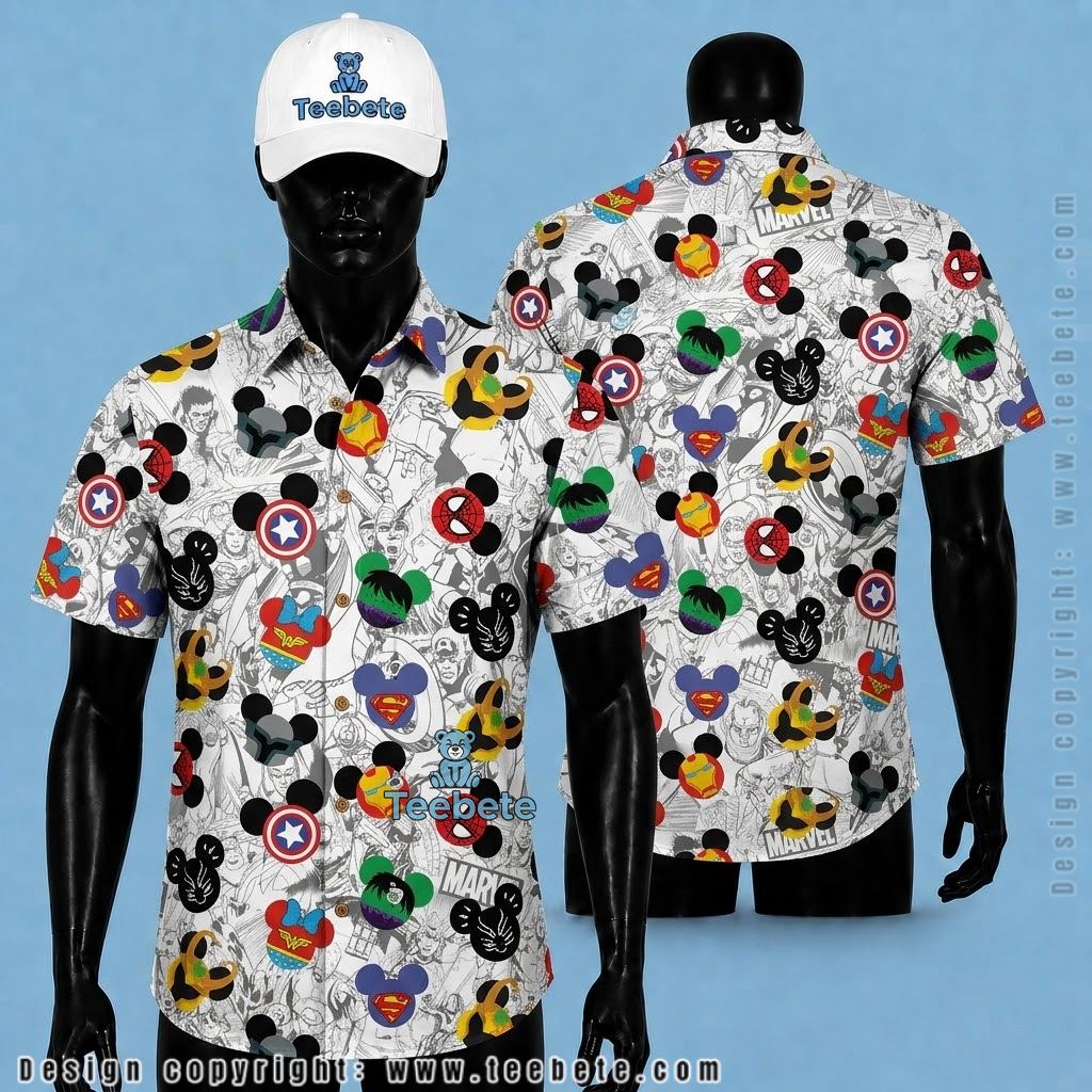 Mickey Mouse Hawaiian Shirt Surfing Ocean Wave Print