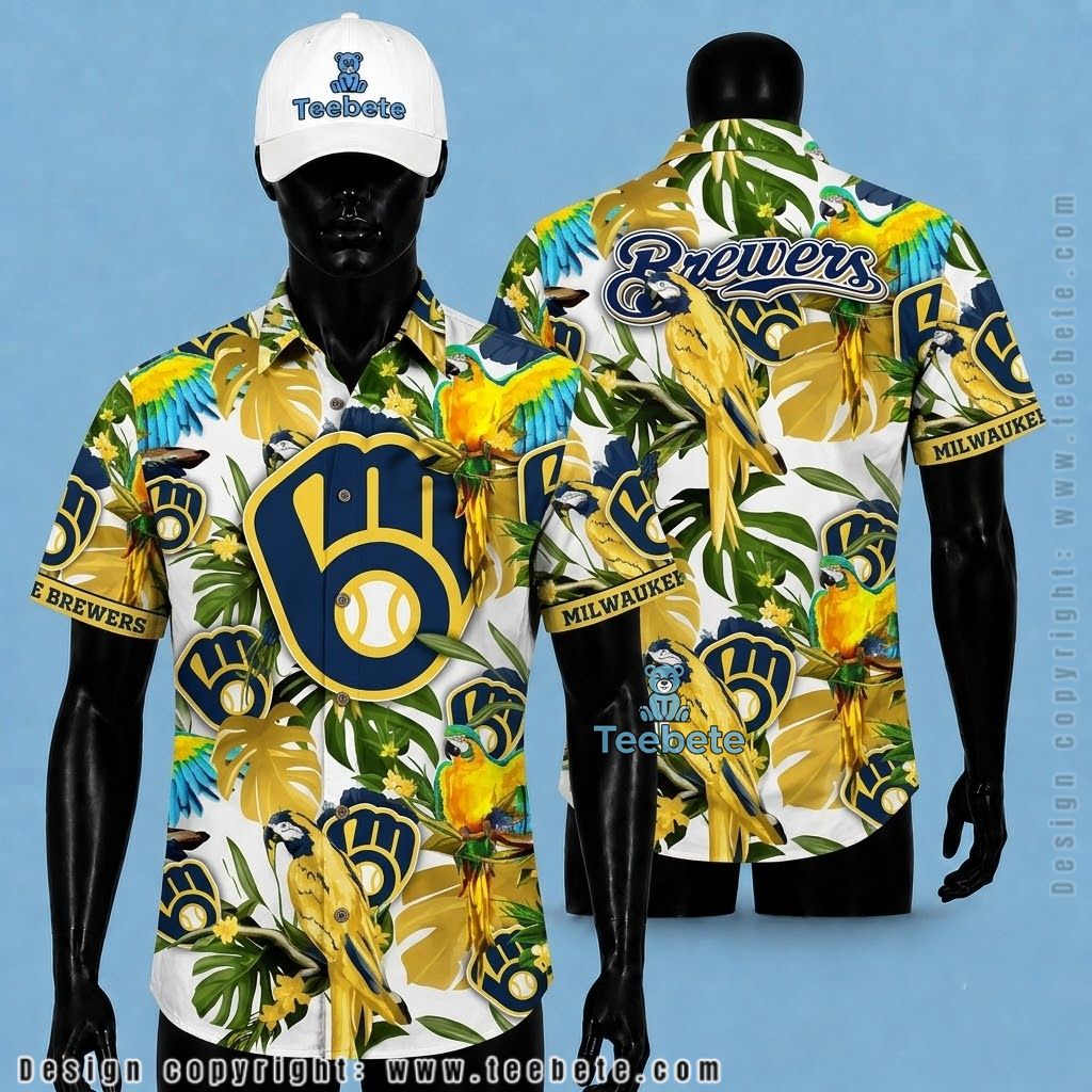 Milwaukee Brewers Aloha Shirt Macaw Parrot