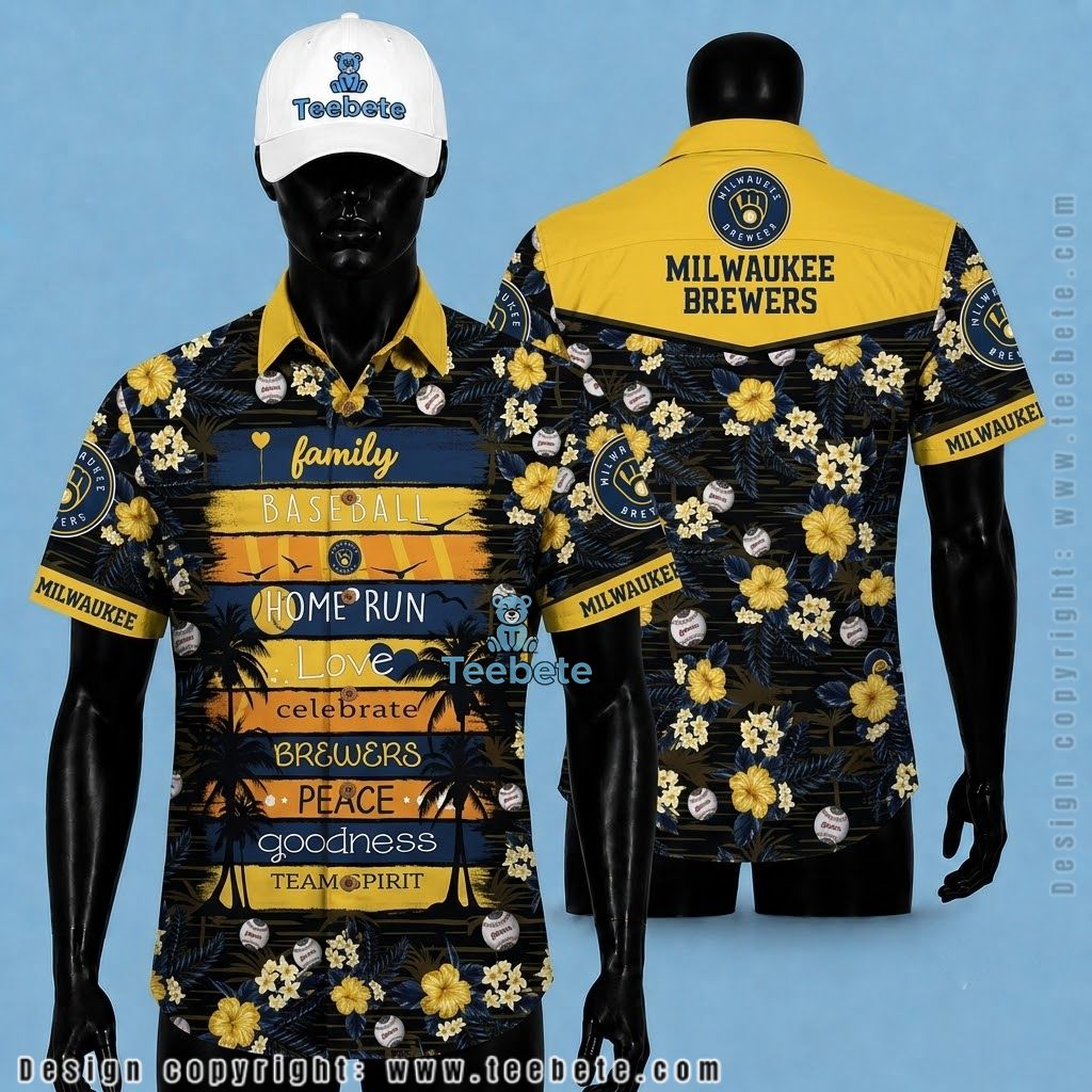 Milwaukee Brewers Hawaiian Shirt Family Values Floral