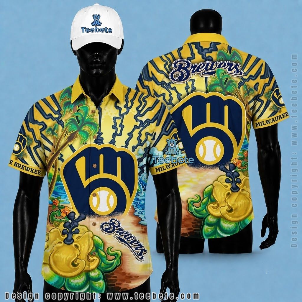 Milwaukee Brewers Hawaiian Shirt Lightning Psychedelic