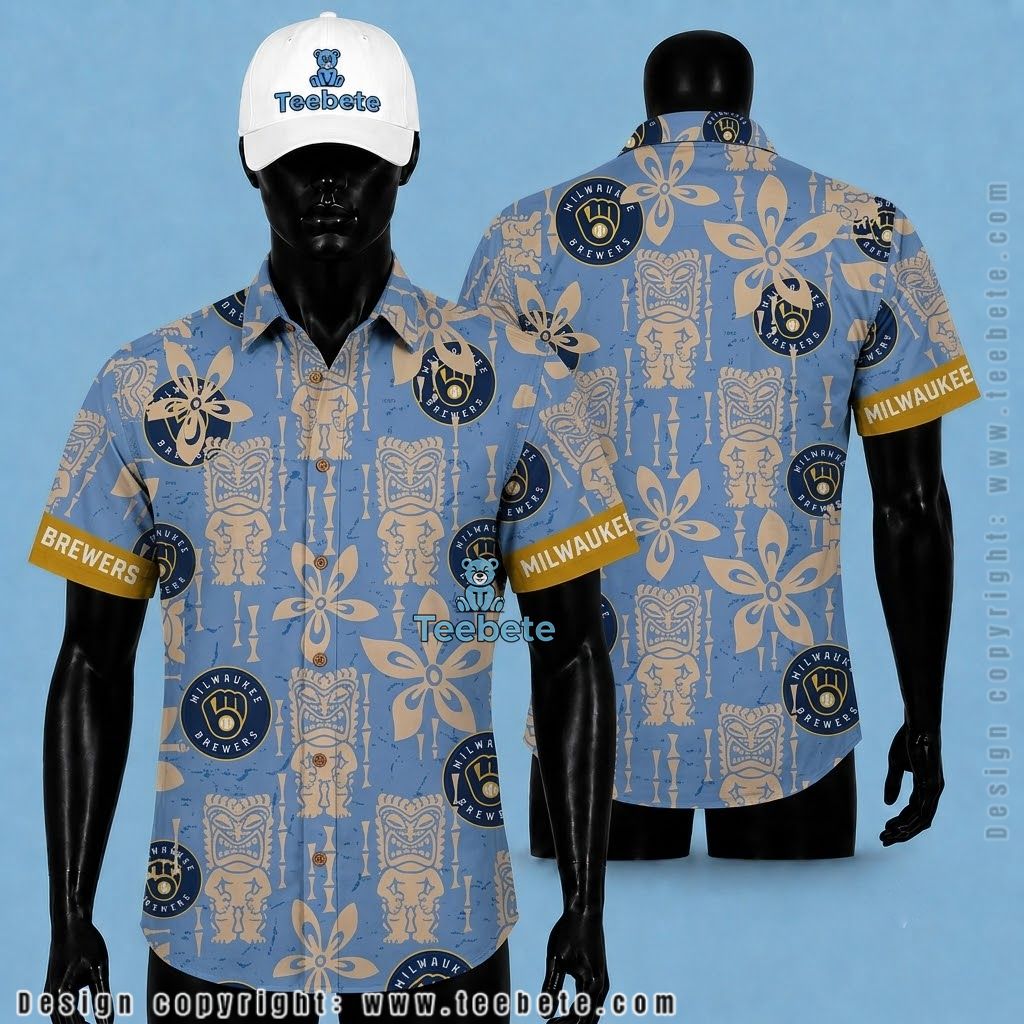 Milwaukee Brewers Hawaiian Shirt Tiki Blue