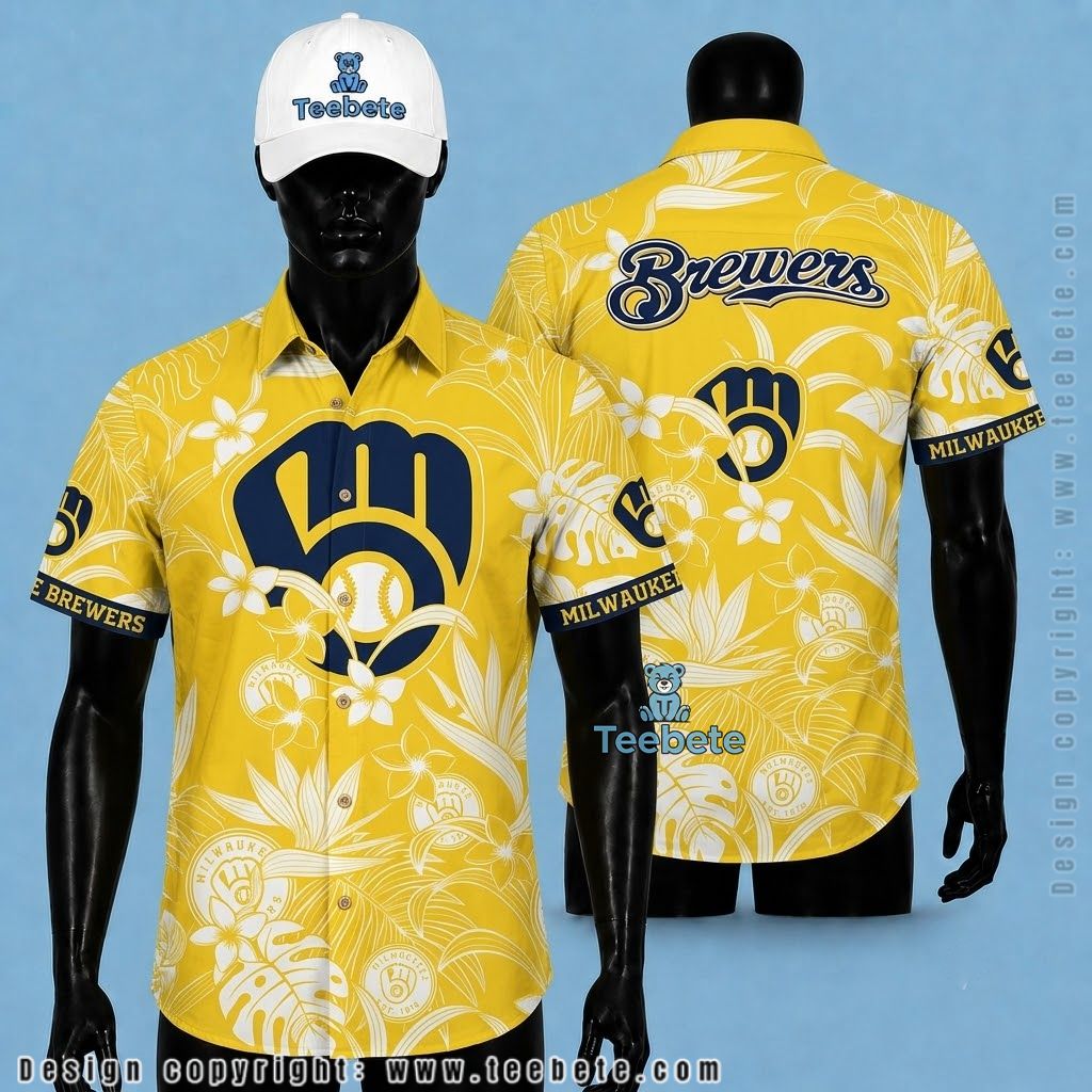 Milwaukee Brewers Hawaiian Shirt White Botanical