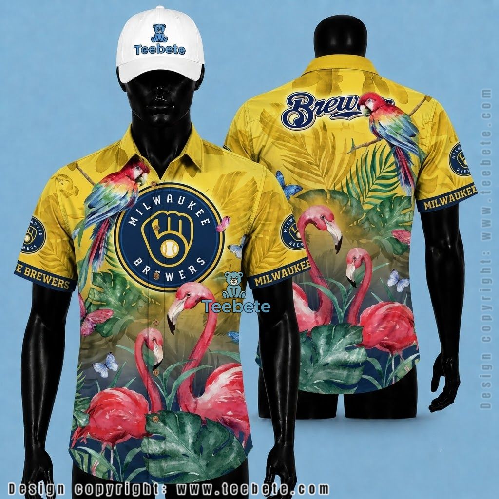 Milwaukee Brewers Tropical Shirt Flamingo Parrot