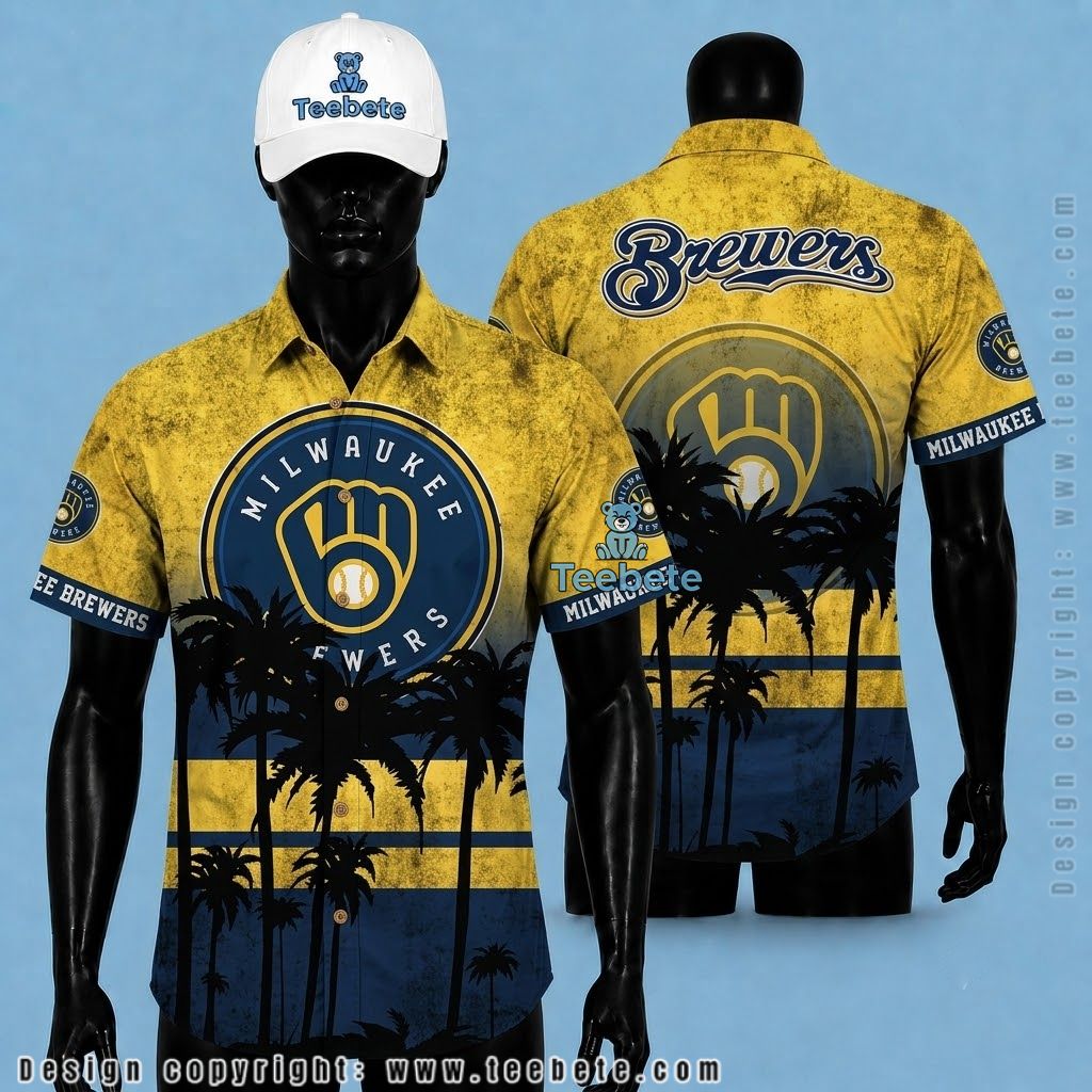 Milwaukee Brewers Tropical Shirt Palm Silhouette