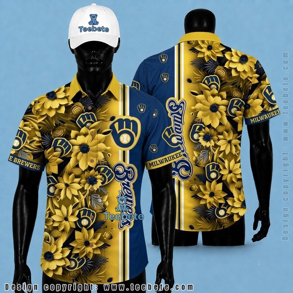 Milwaukee Brewers Tropical Shirt Sunflower Split