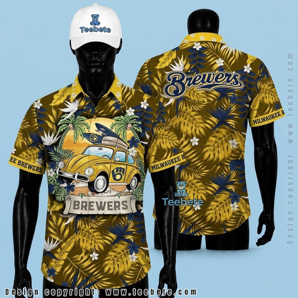 Milwaukee Brewers Tropical Shirt Vintage Beetle Car