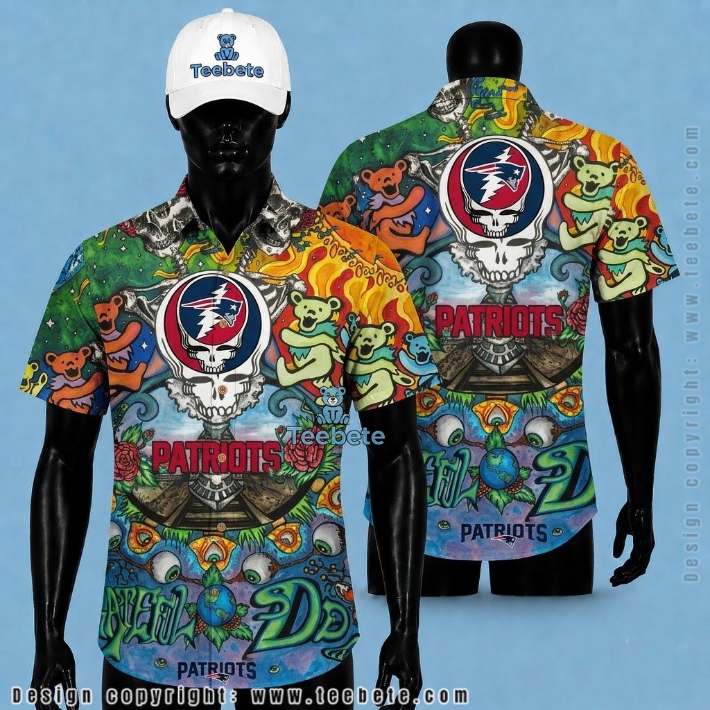 New England Patriots Aloha Shirt Grateful Dead
