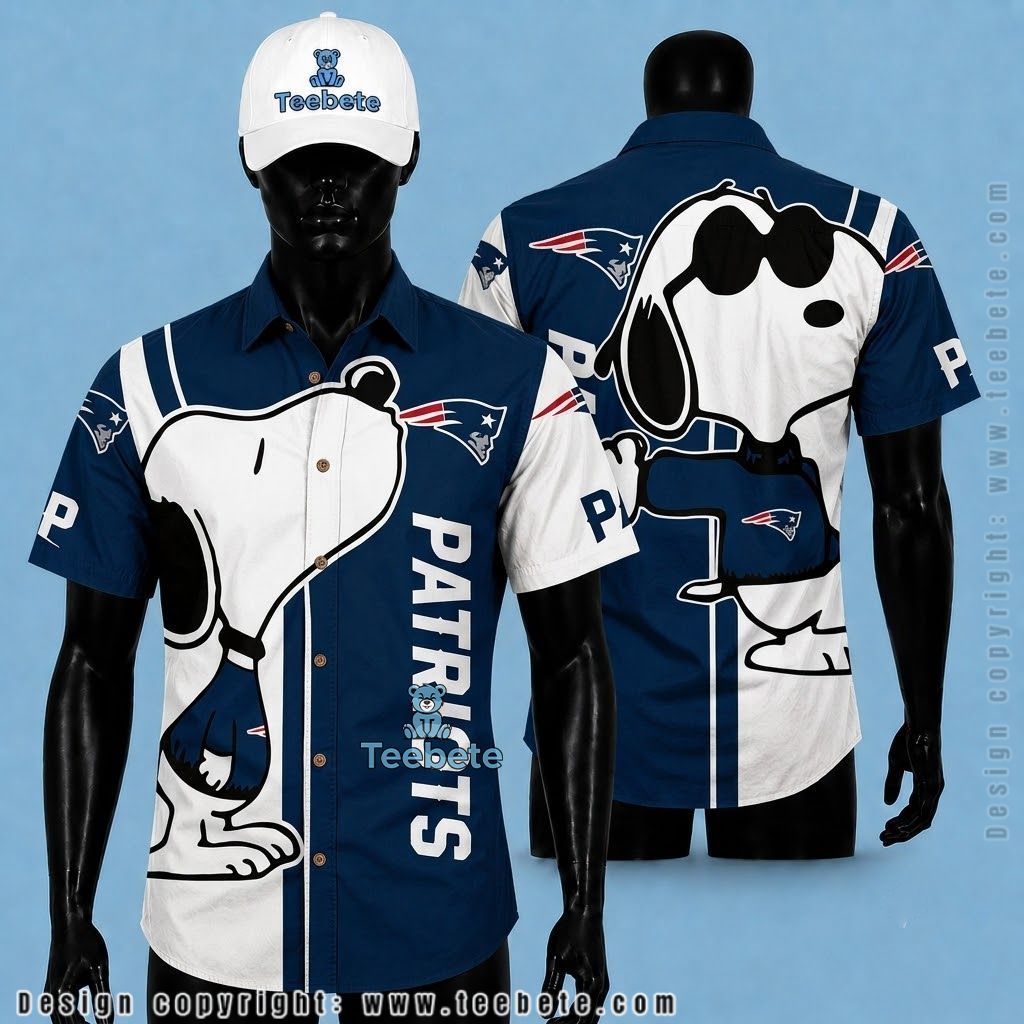 New England Patriots Button Up Shirt Snoopy Sunglasses