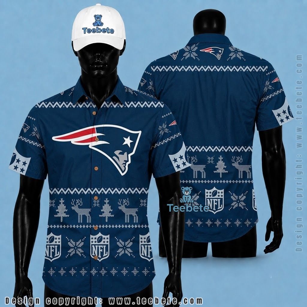 New England Patriots Button Up Shirt Ugly Christmas