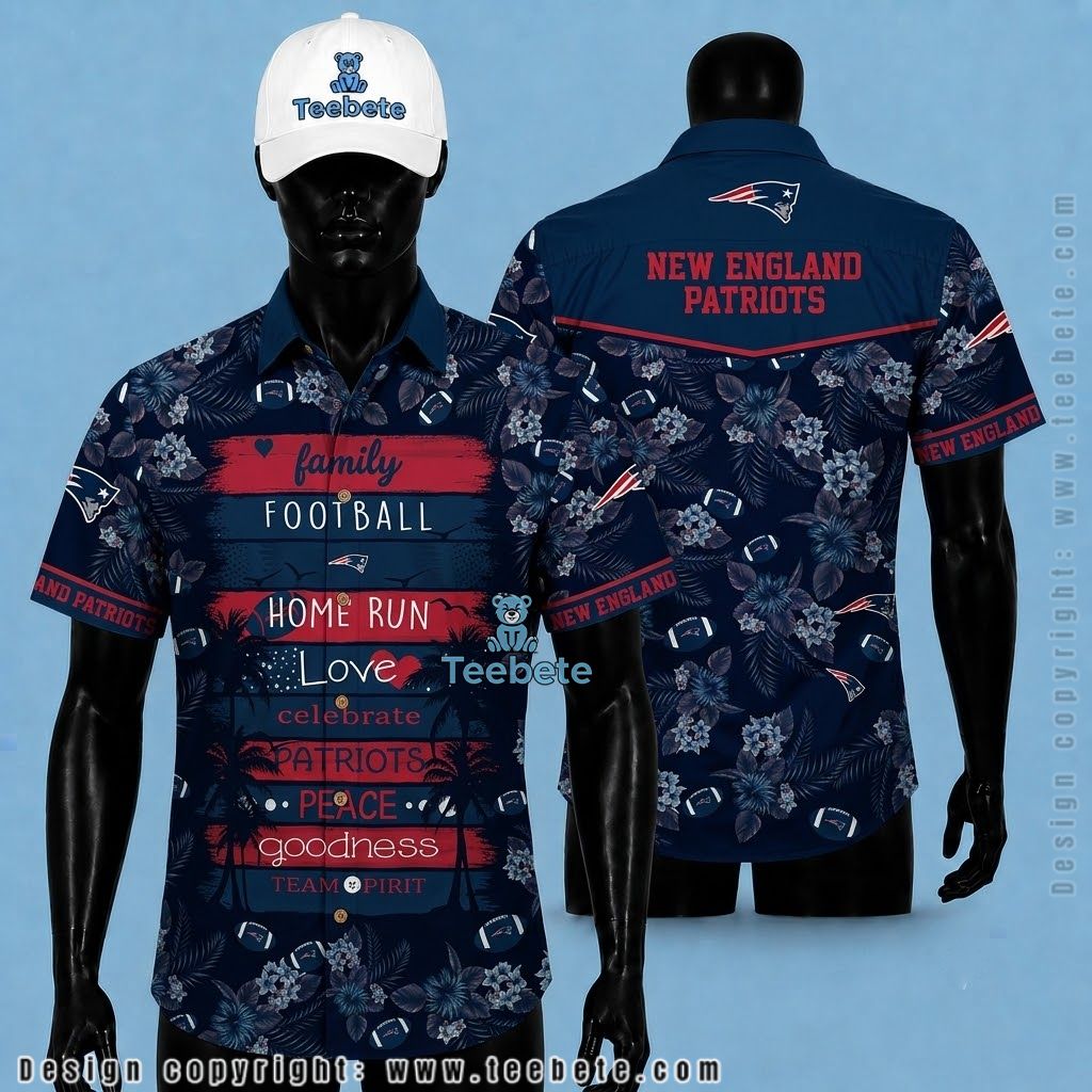 New England Patriots Hawaiian Shirt Football Floral