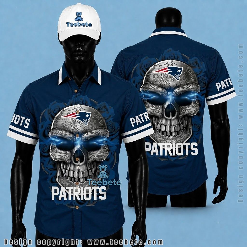 New England Patriots Hawaiian Shirt Sugar Skull