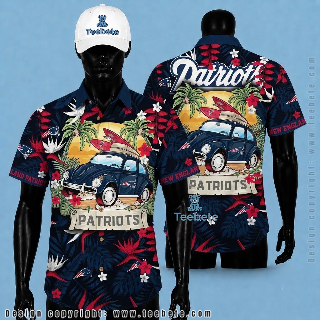 New England Patriots Hawaiian Shirt Surf Car Beach