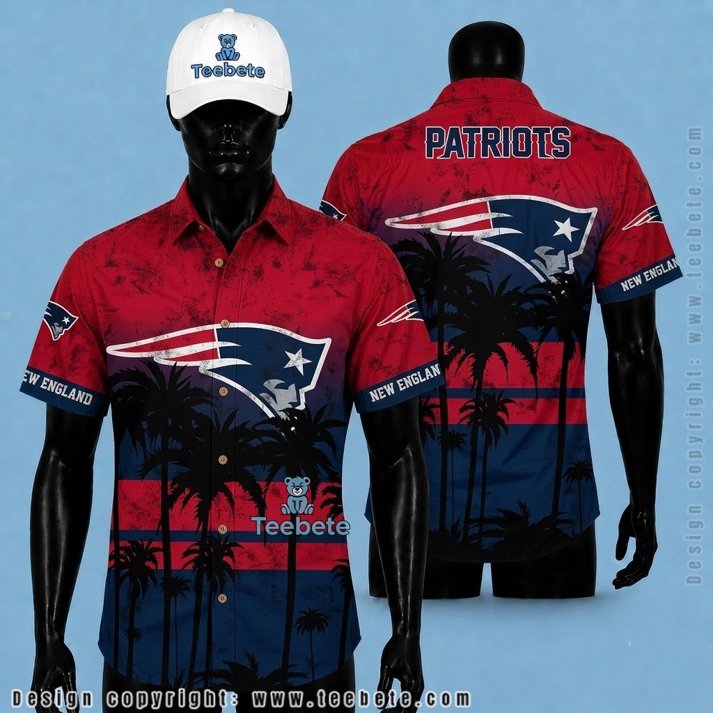 New England Patriots Tropical Shirt Sunset Palms