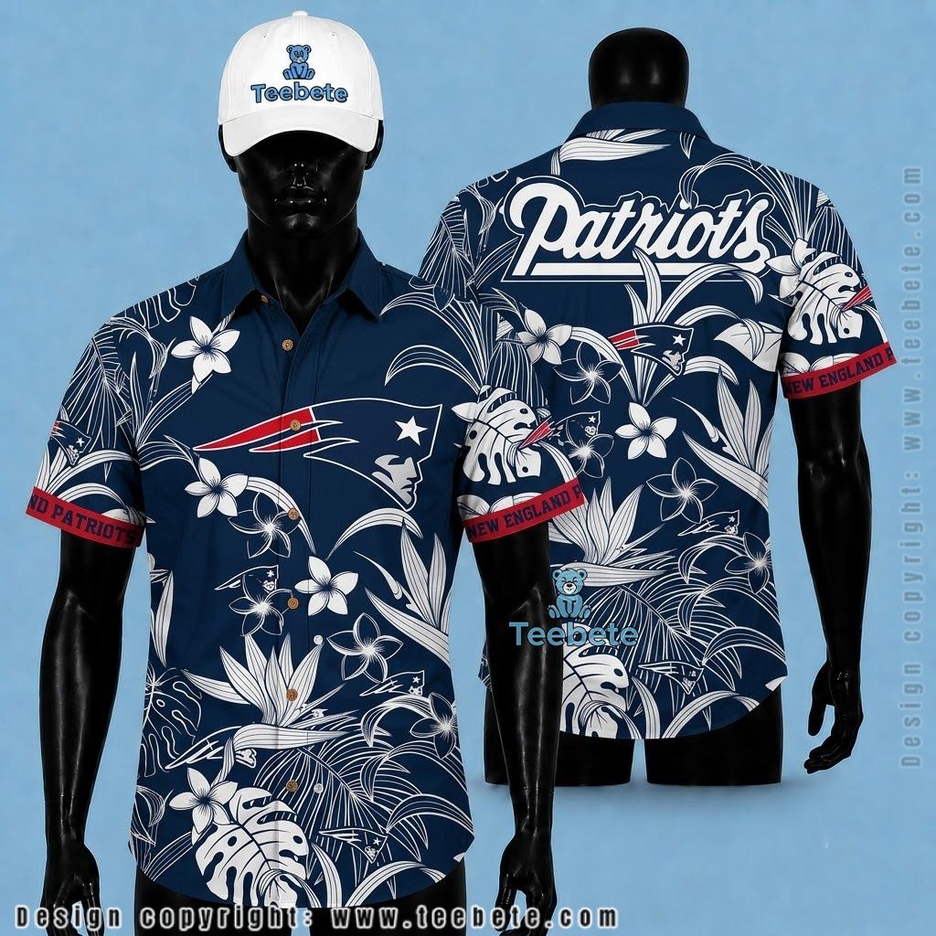 New England Patriots Tropical Shirt White Botanical