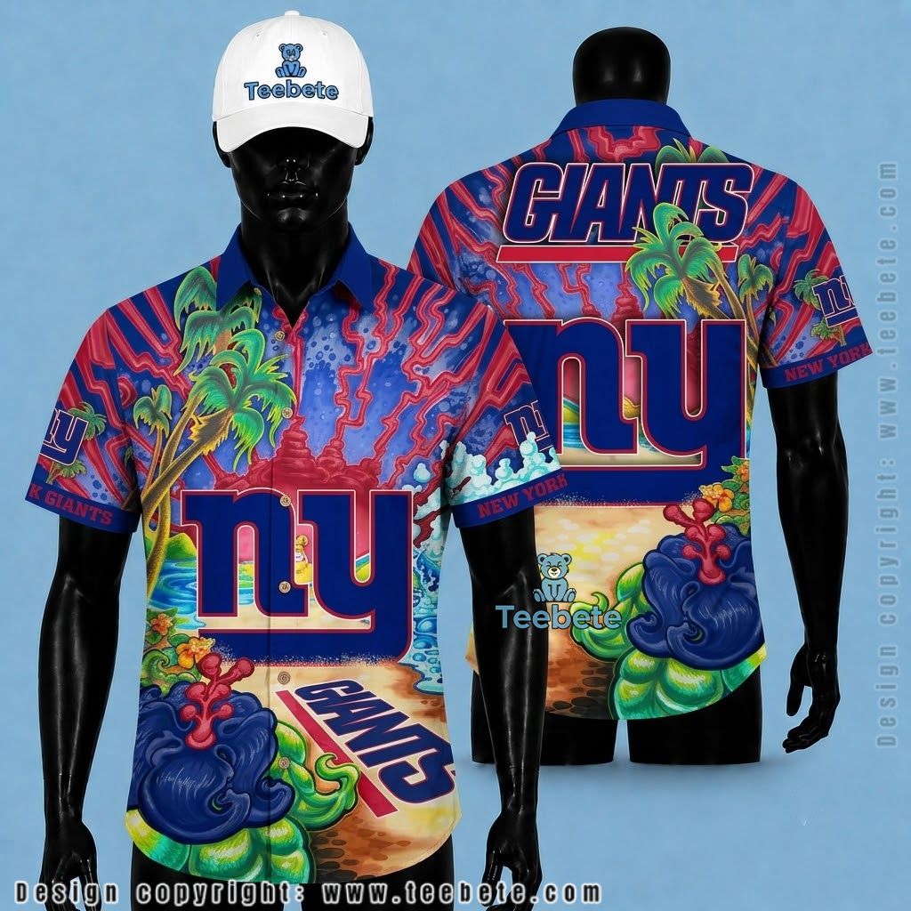 New York Giants Aloha Shirt Psychedelic Paradise