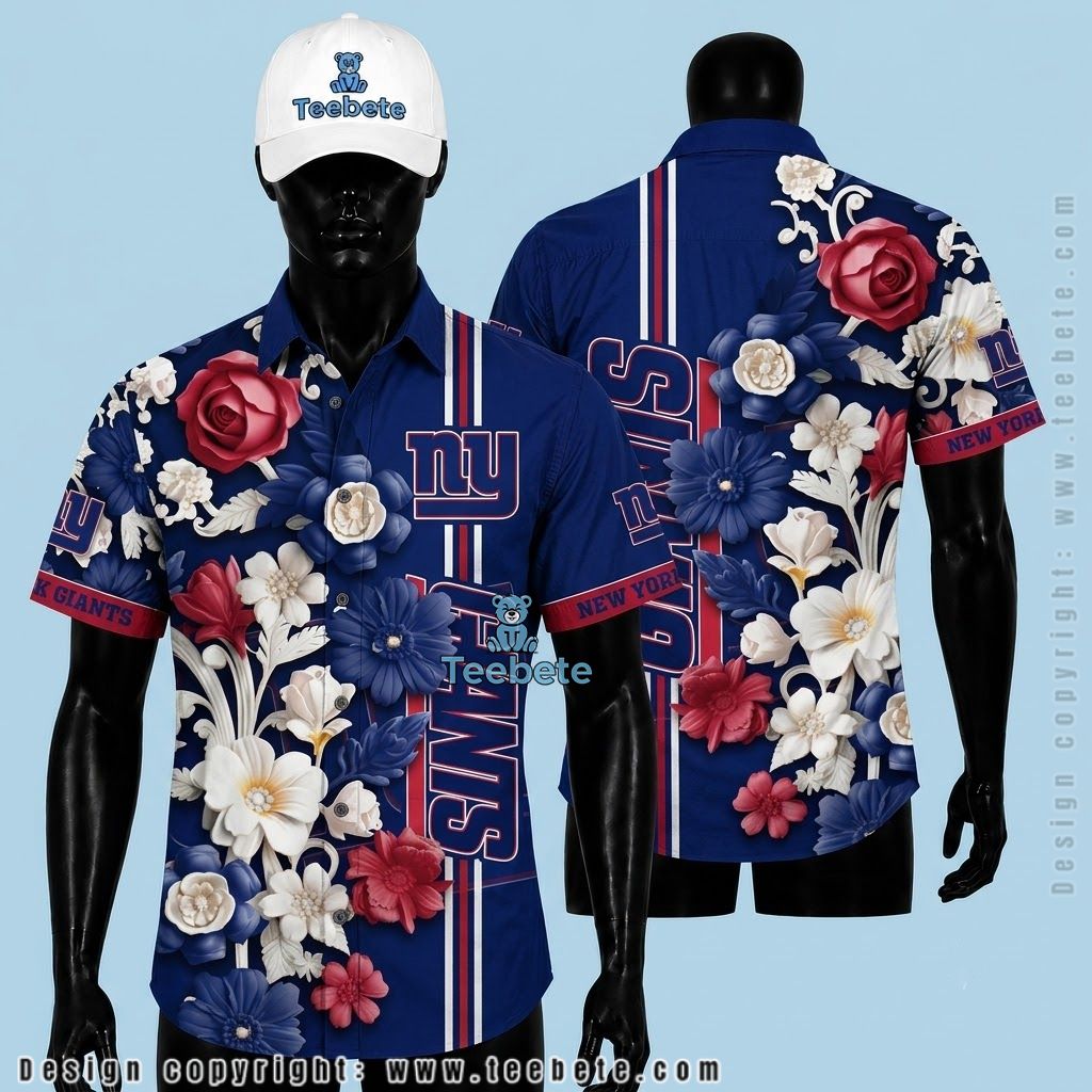 New York Giants Aloha Shirt Rose Garden