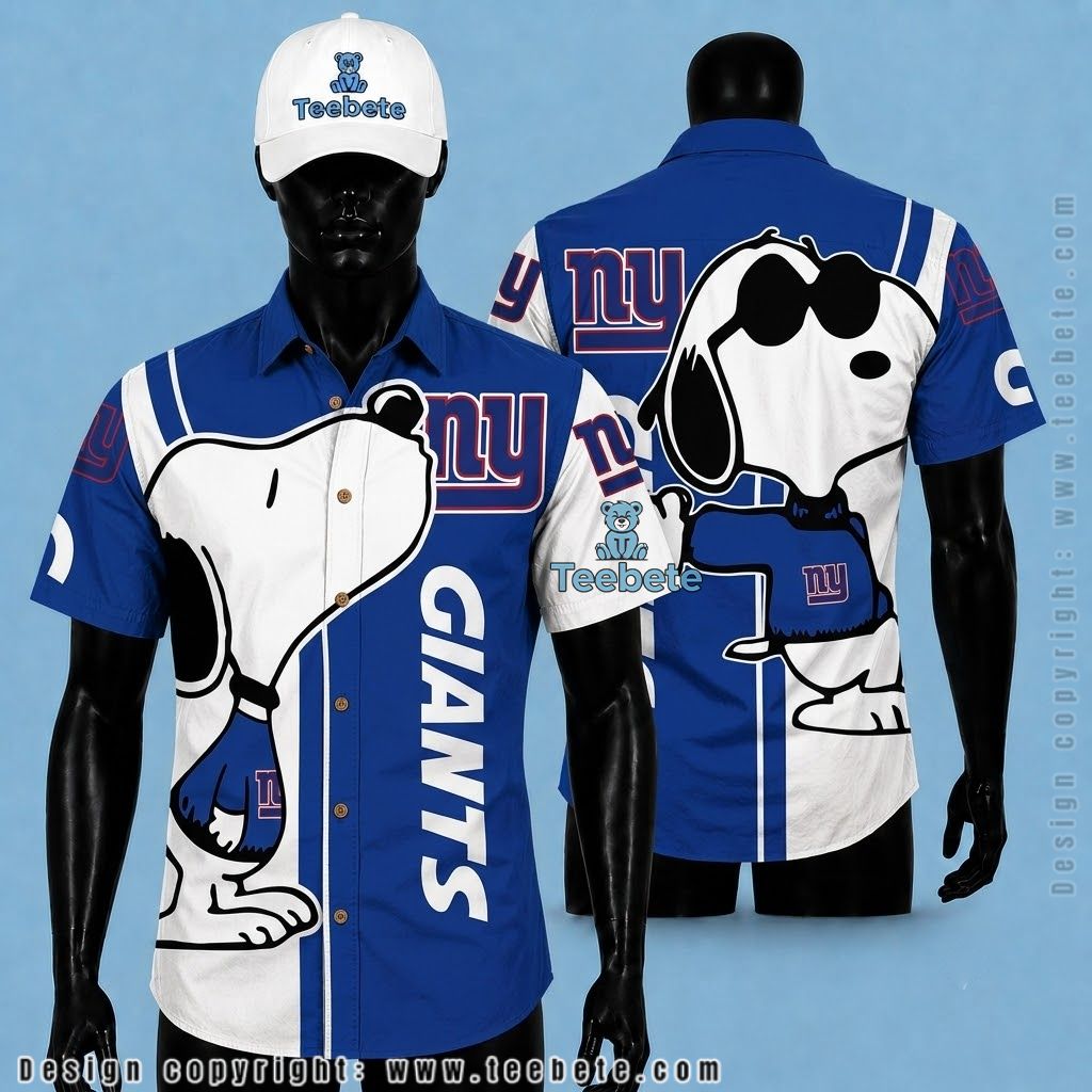New York Giants Button Up Shirt Snoopy Cool