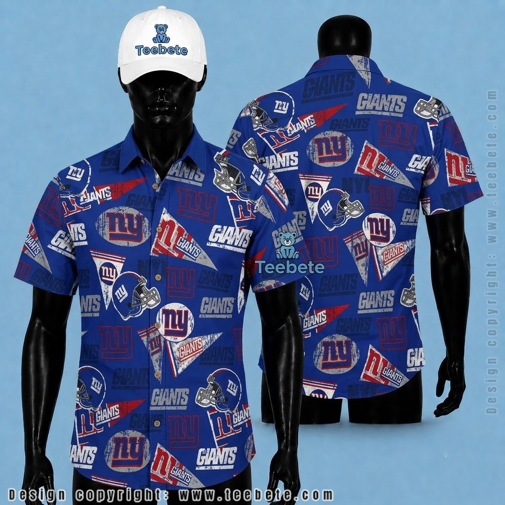 New York Giants Hawaiian Shirt Pennant Helmet