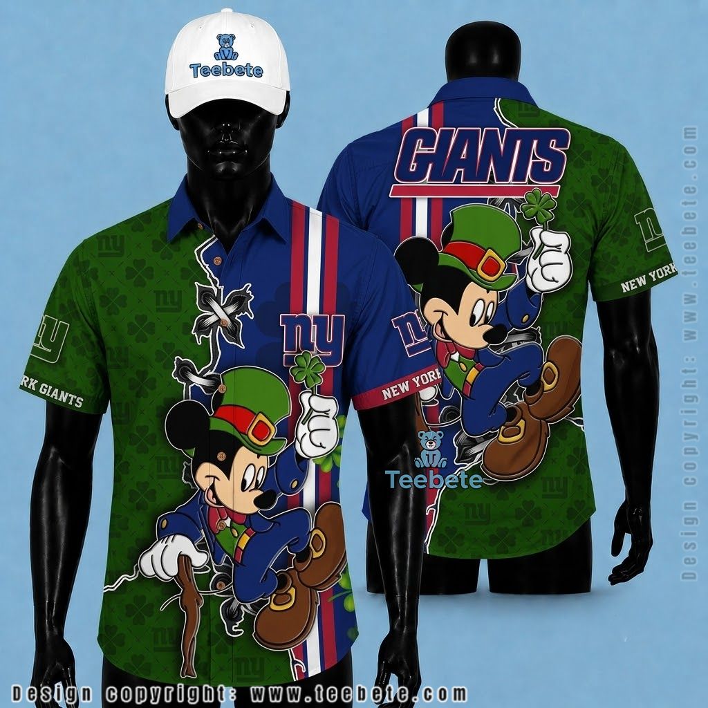 New York Giants Hawaiian Shirt St Patrick Mickey Mouse