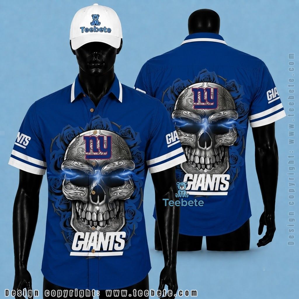 New York Giants Hawaiian Shirt Sugar Skull