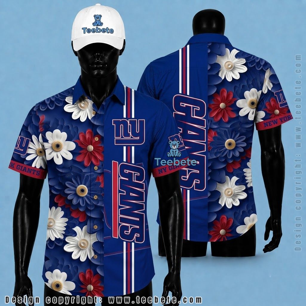 New York Giants Tropical Shirt Colorful Daisy