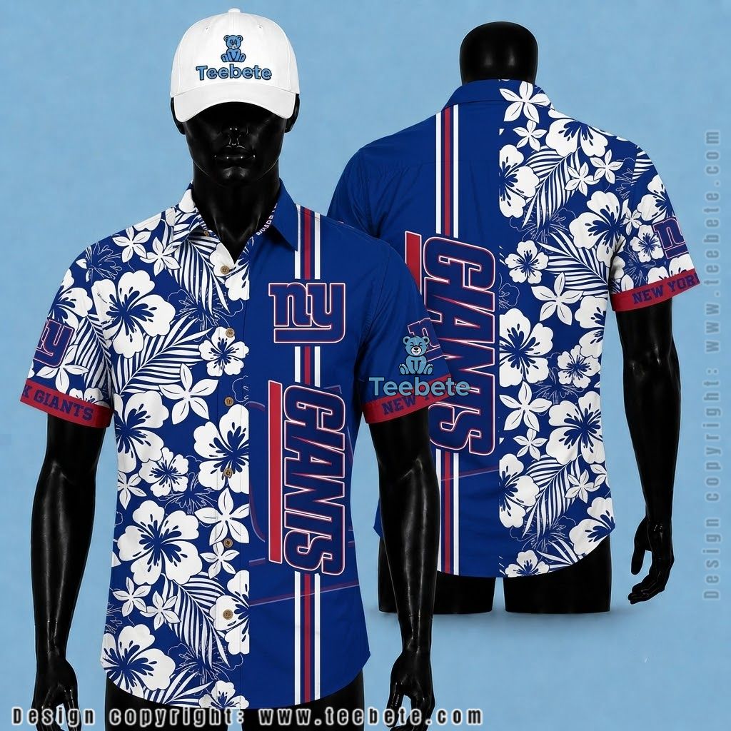 New York Giants Tropical Shirt White Hibiscus