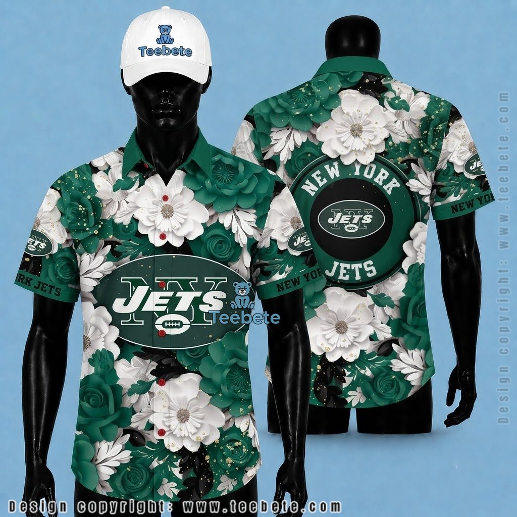 New York Jets Aloha Shirt Rose Garden