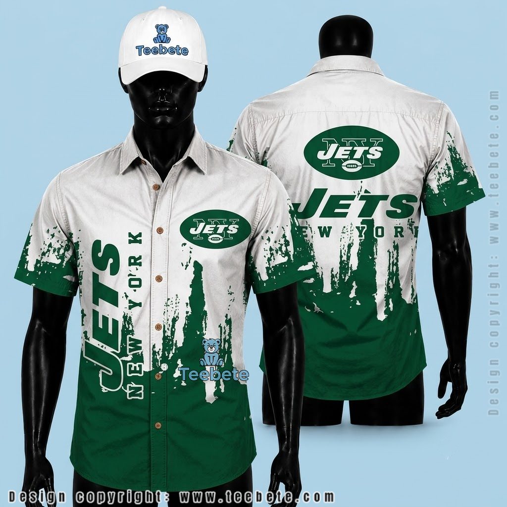 New York Jets Hawaiian Shirt Dripping Gradient