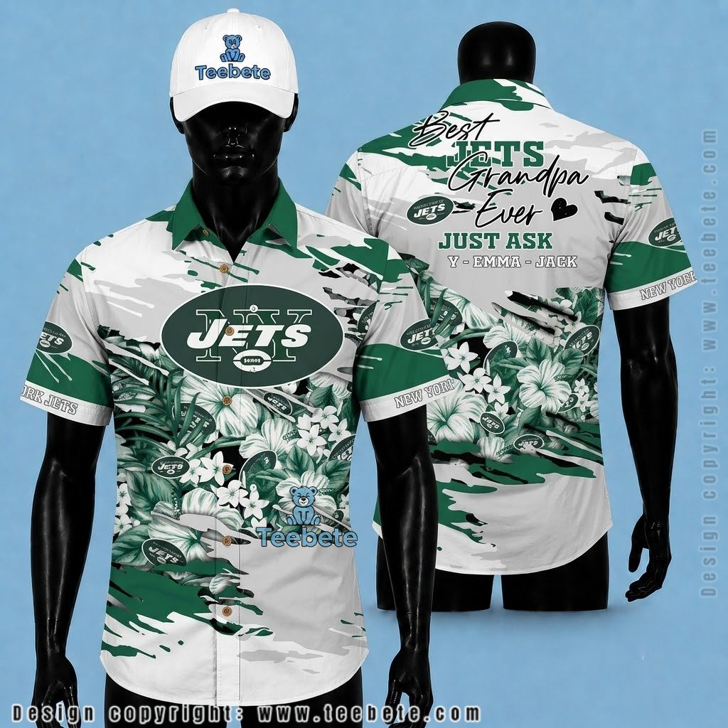 New York Jets Hawaiian Shirt Personalized Best Grandpa