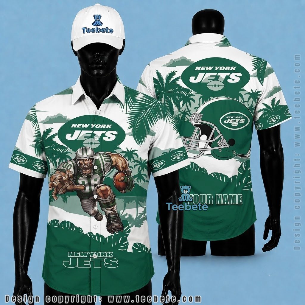 New York Jets Hawaiian Shirt Personalized Name Mascot