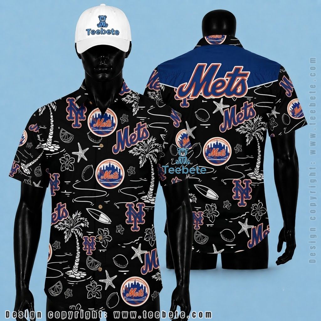 New York Mets Aloha Shirt Black Starfish