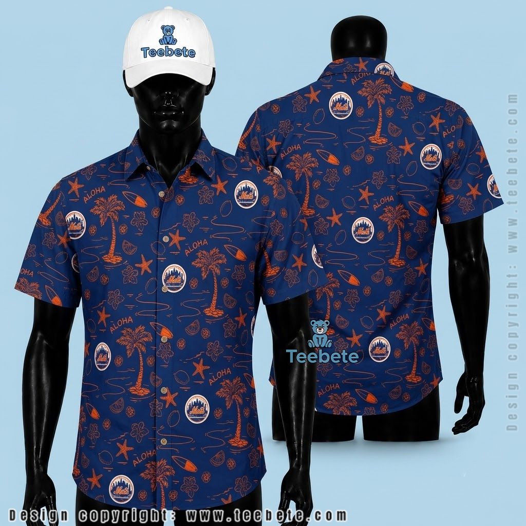 New York Mets Aloha Shirt Tropical Palm