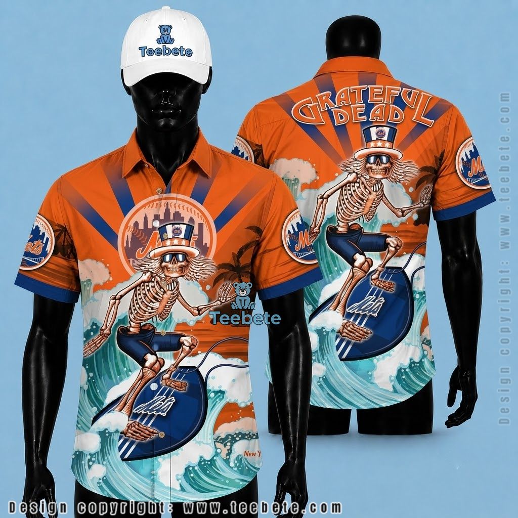 New York Mets Hawaiian Shirt Grateful Dead Surfing