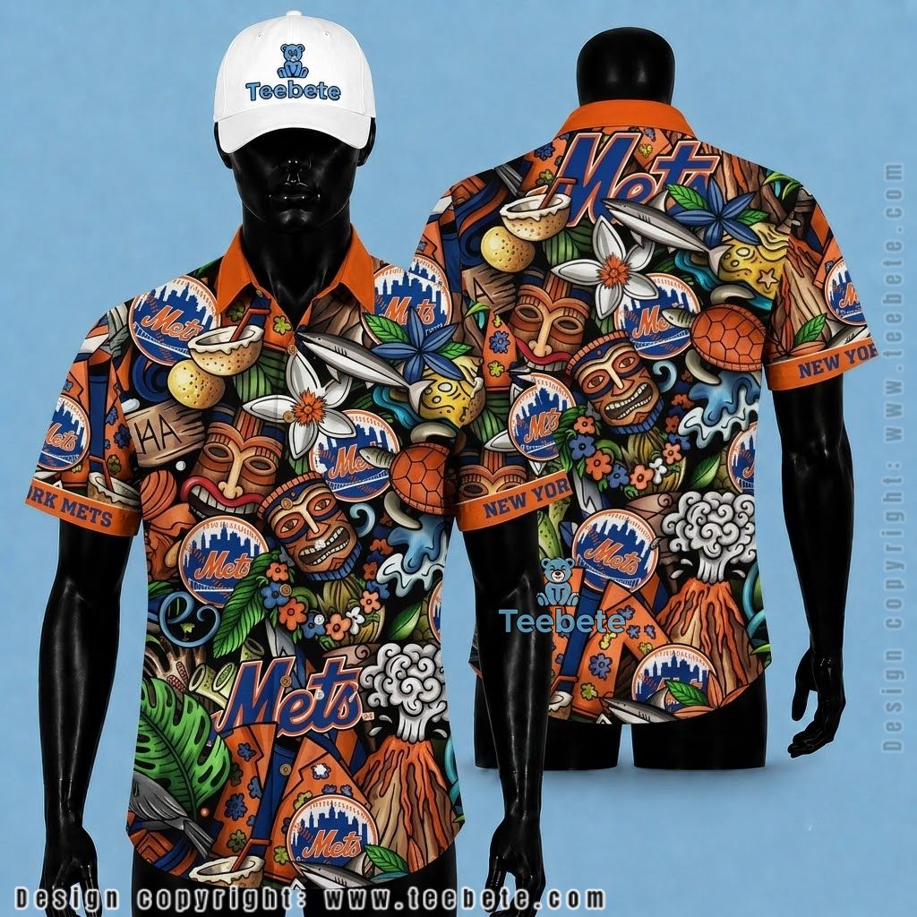 New York Mets Hawaiian Shirt Tiki Volcano