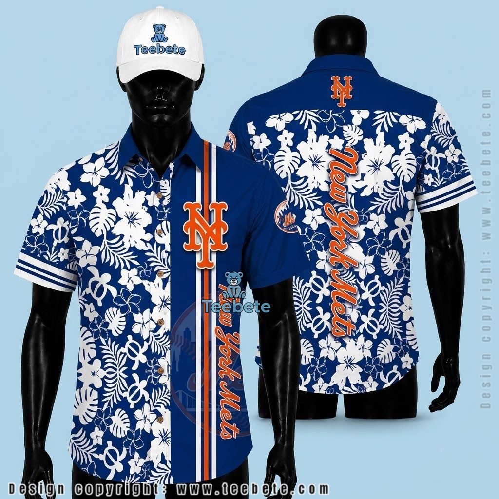 New York Mets Hawaiian Shirt Turtle Floral