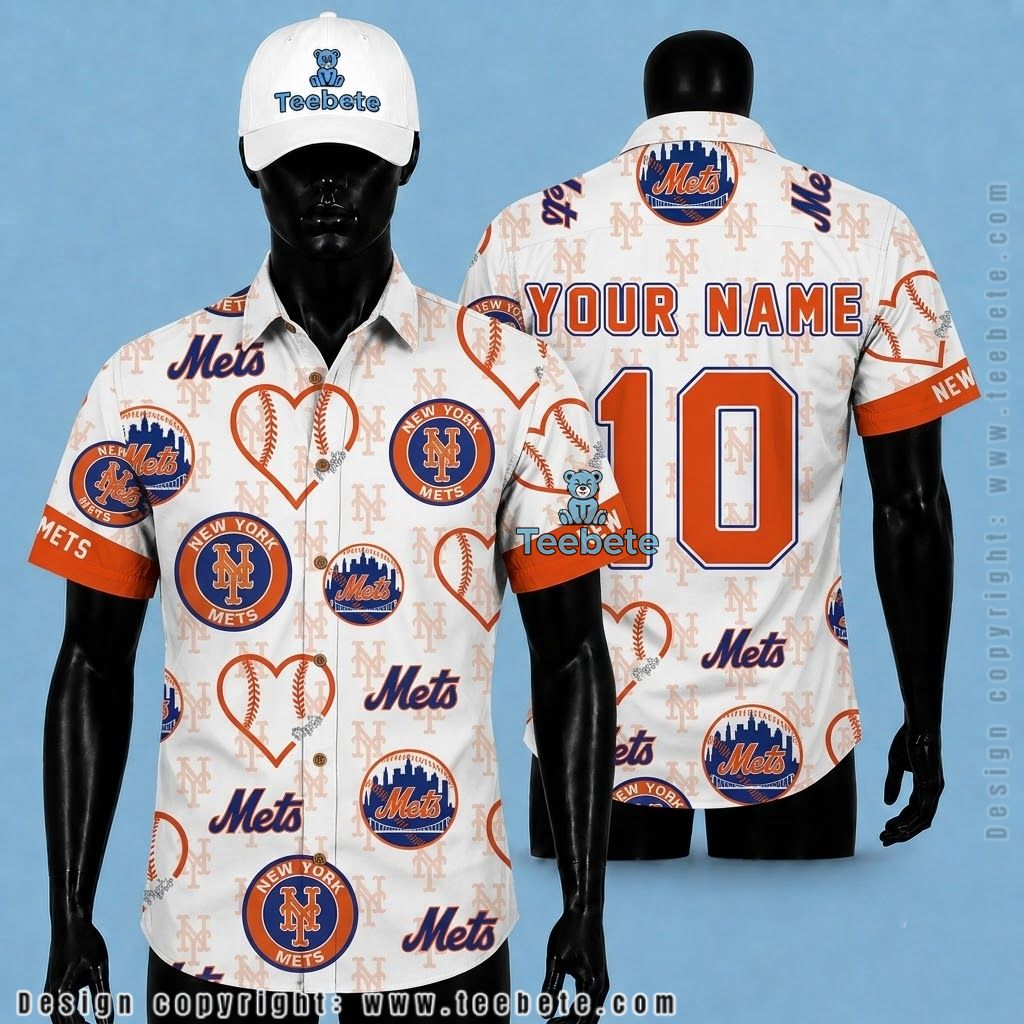 New York Mets Tropical Shirt Baseball Heart