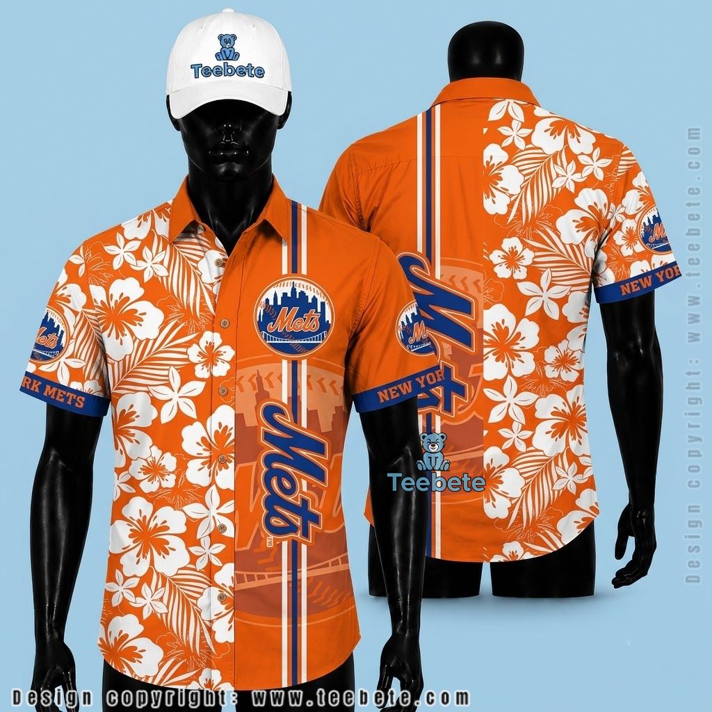 New York Mets Tropical Shirt White Hibiscus